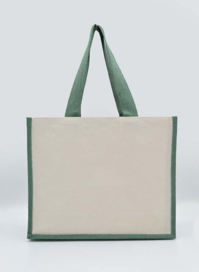 Fatio Set of 10 Green Jute & Cream Canvas Eco-Friendly Bags – Durable & Stylish - Image 2
